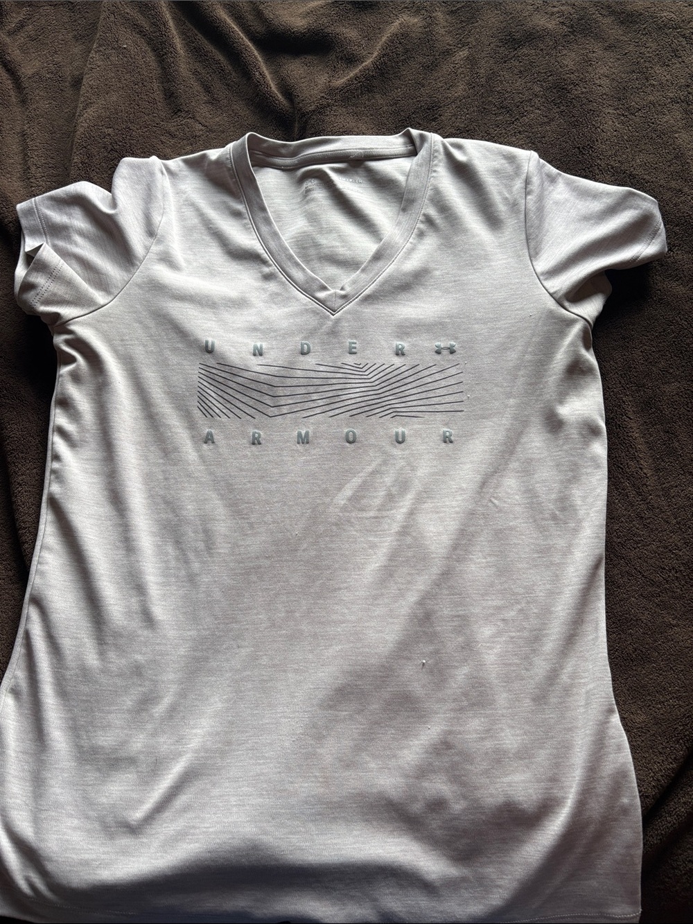 Under Armour Light Gray V-Neck Athletic Tee with Subtle Front Graphic